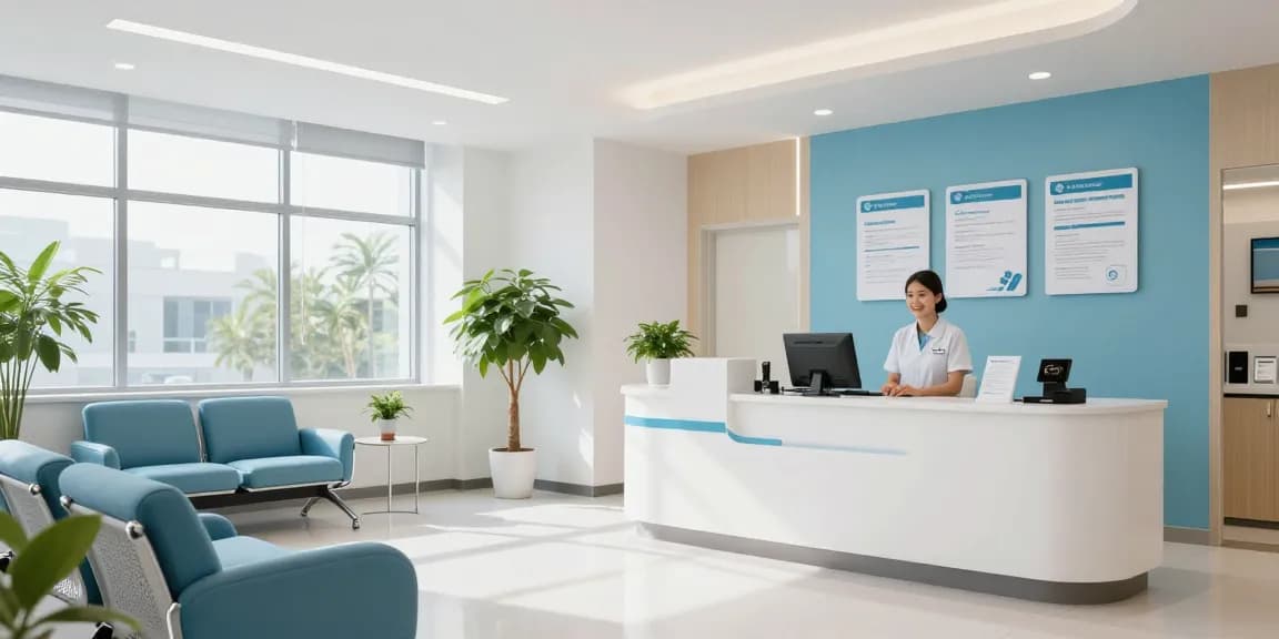High-quality image of healthcare services at luck8, showcasing a modern clinic with compassionate patient care.