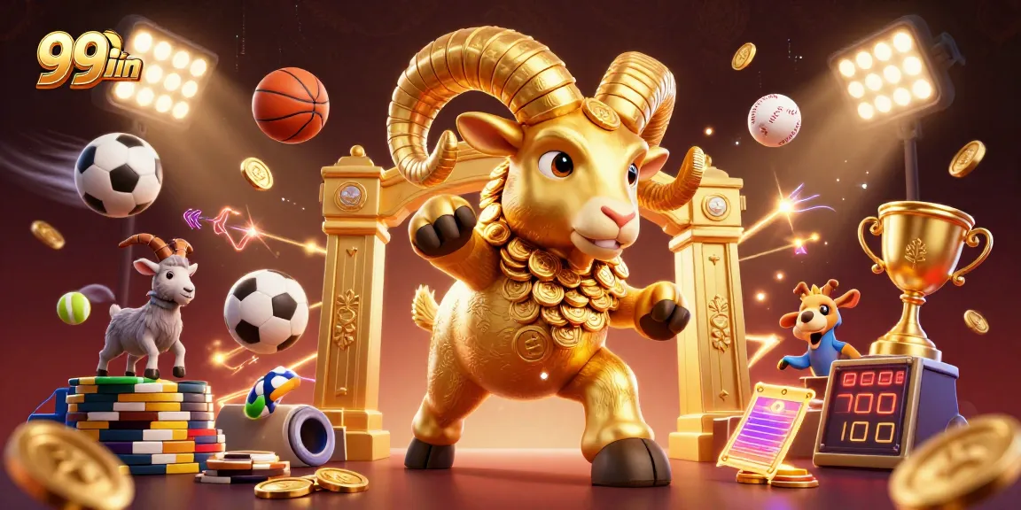 Experience the thrilling world of 99win as the golden ram charges past spectacular casino elements.