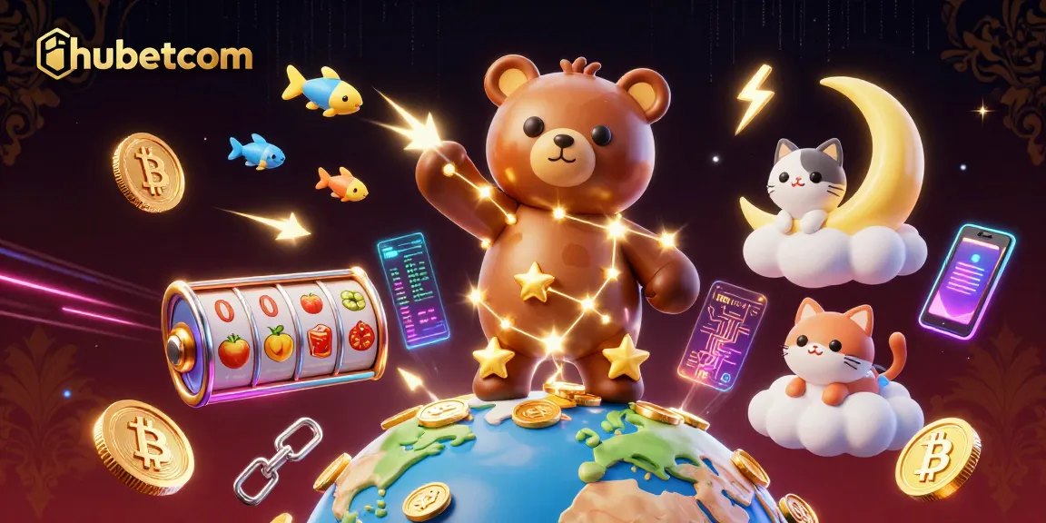 Play at hubetcom and win with vibrant slots in an engaging cosmic casino scene.
