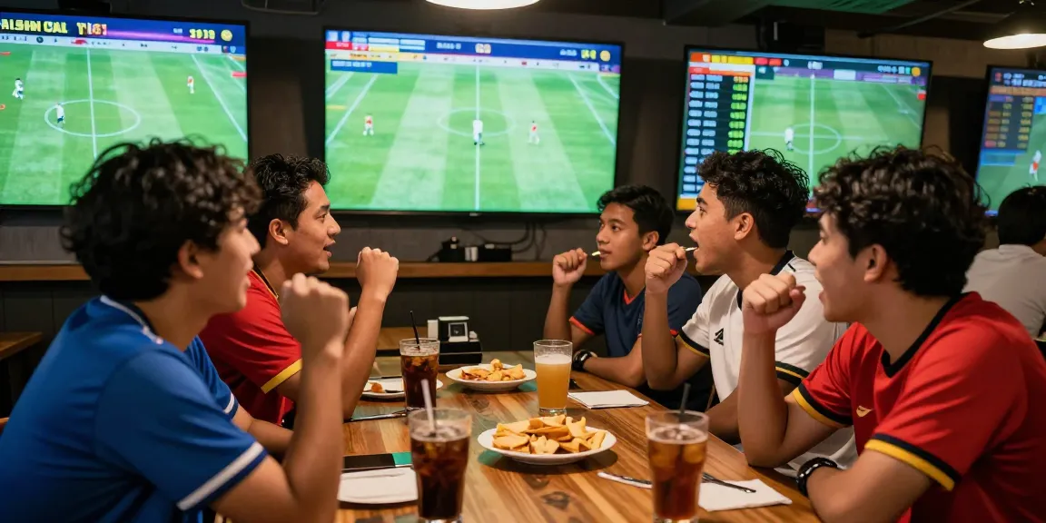 Exciting football betting Malaysia scene with friends enjoying a match.