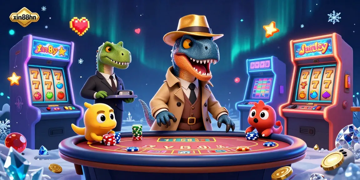 Spin and win with xin88hn at a vibrant casino scene featuring exciting games and characters.