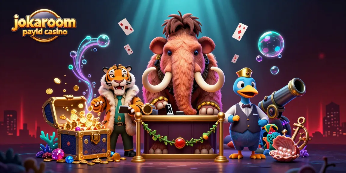 Experience the thrill at jokaroom payid casino with a lively scene of unique characters and vibrant elements.