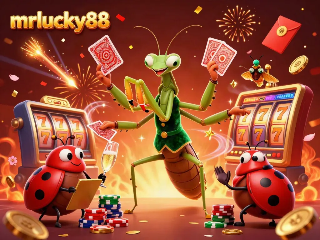 Experience the thrill of slots at mrlucky88 with vibrant characters and dynamic casino elements.