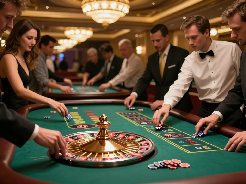 Players engaged at a roulette table, placing bets dynamically in a Pragmaticplay casino atmosphere