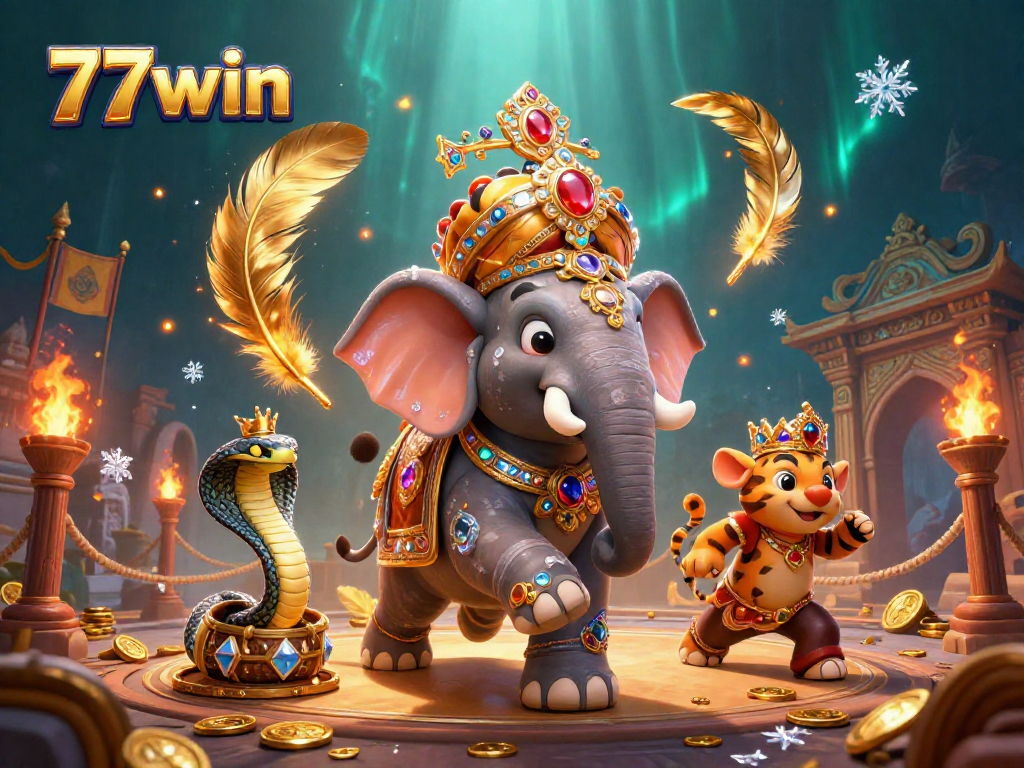 Experience the thrill of 77win's immersive digital casino adventures with glittering visuals.