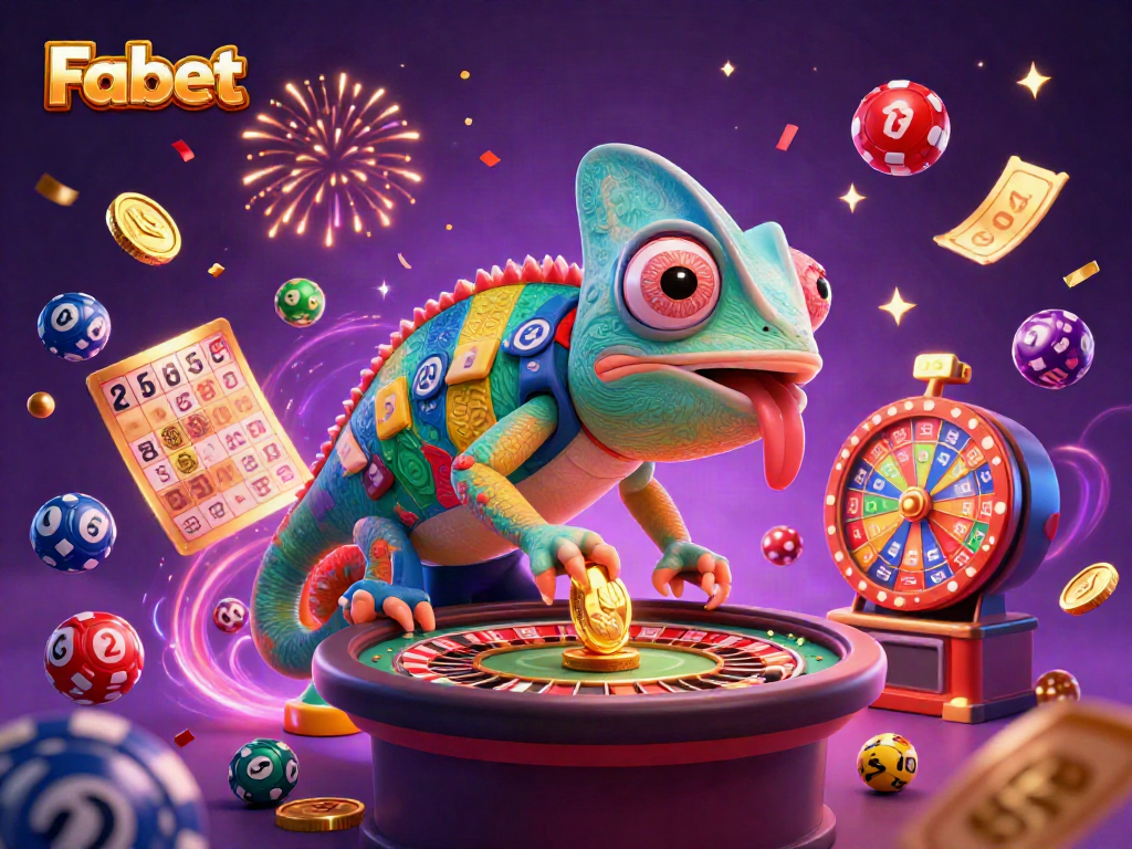 Fabet captures the excitement of cashing in gold coins amidst vibrant casino elements.