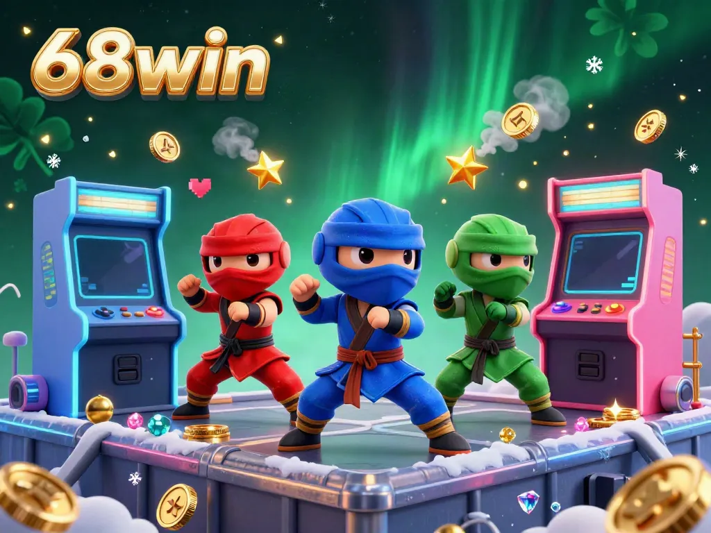 Engaging 68win promotional image featuring ninja chameleons demonstrating exciting gaming action.