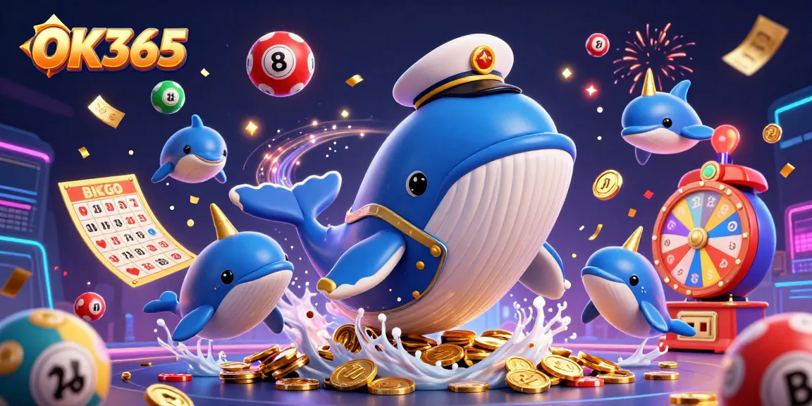 Engage in thrilling jackpot excitement at OK365 with a vibrant casino illustration.