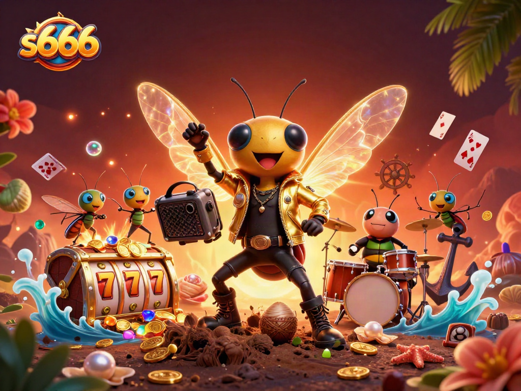 Win big with s666 in this vibrant casino scene featuring dynamic characters and game elements.