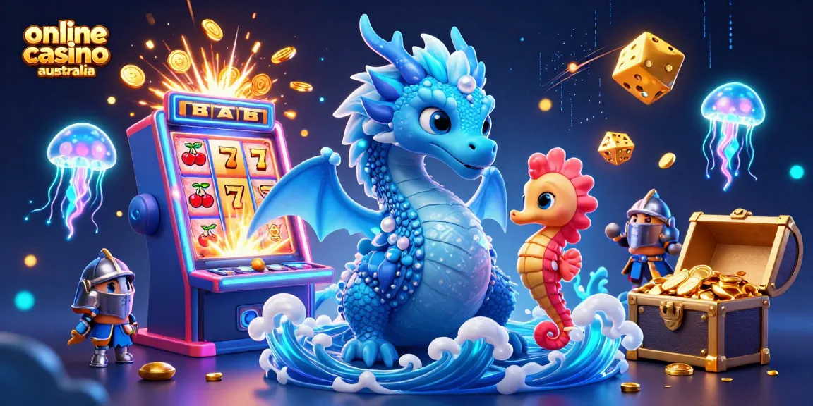 Experience the thrill of an online casino in Australia with vibrant characters and exciting jackpot scenes.