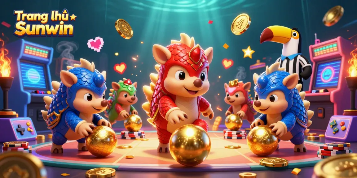 Experience thrilling gameplay at Trang chủ Sunwin with pangolins bowling through poker chips in an energetic casino scene.
