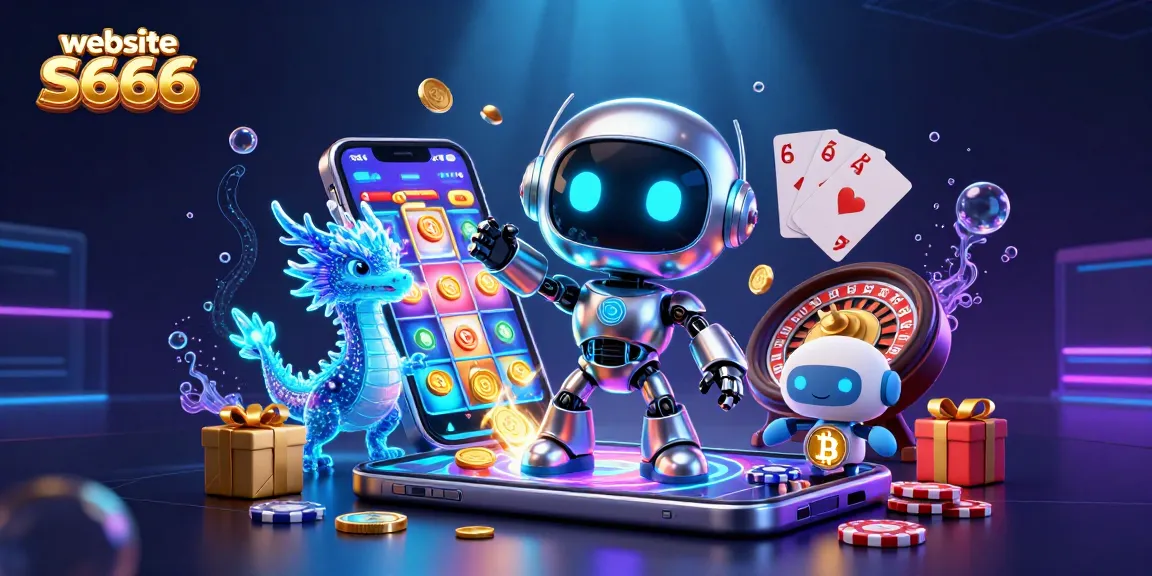 Experience the excitement of casino games at the website S666 with vibrant 3D elements and characters.