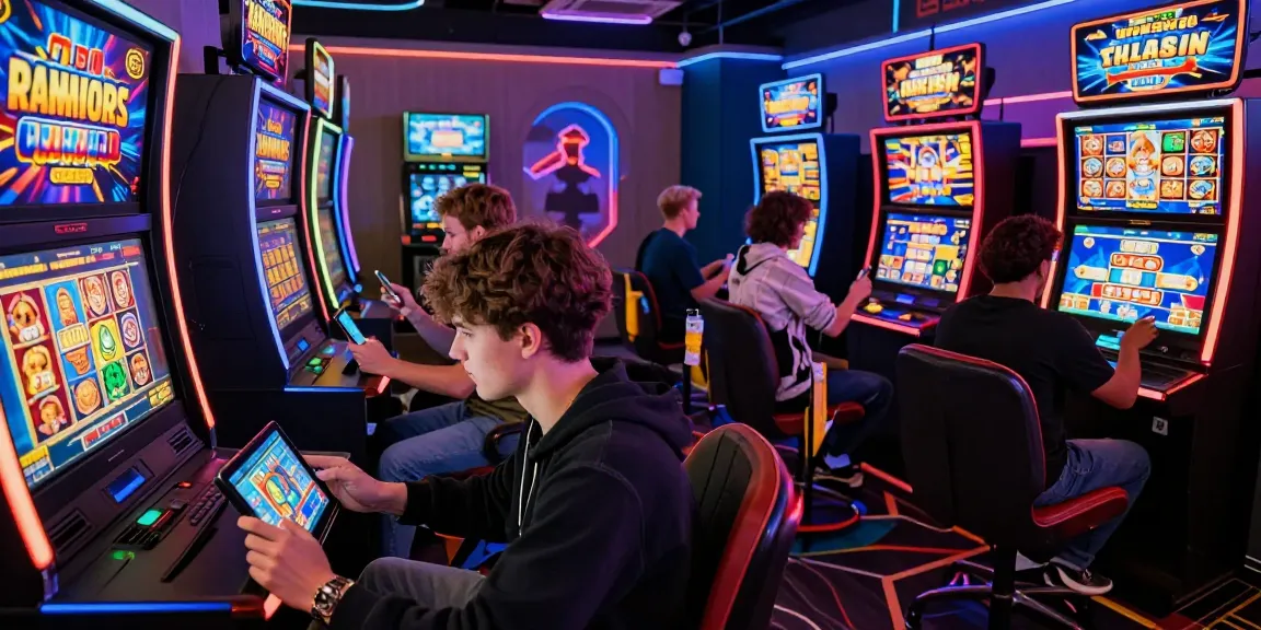 Exciting online gaming experience with players enjoying slot gacor in vibrant atmosphere, showcasing colorful machines.